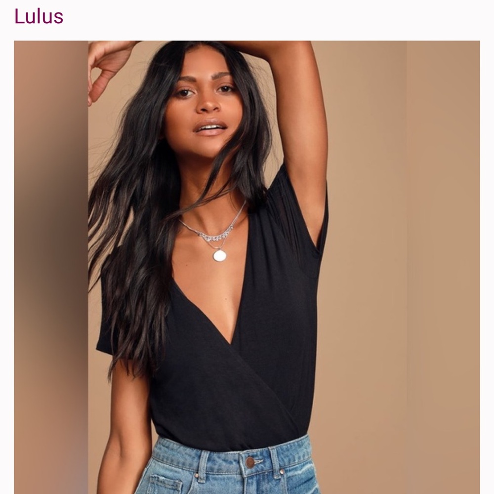 Lulu's Black Deep V-Neck Bodysuit
